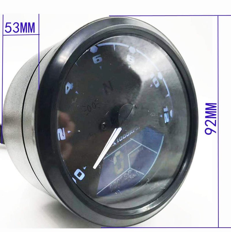 BLUERICE LCD Universal Digital Speedometer Odometer Tachometer, Motorcycle Speedometer 12000RPM 199 KMH MPH for 1,2,4 Cylinders with Bracket - Image 4